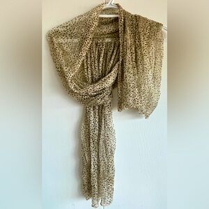 Unbranded cream/black shimmery animal print scarf.
